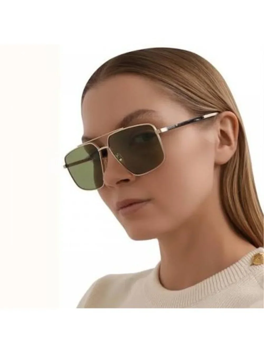 New Gucci GG0941S 002 Gold Green Pilot Frame Unisex Sunglasses